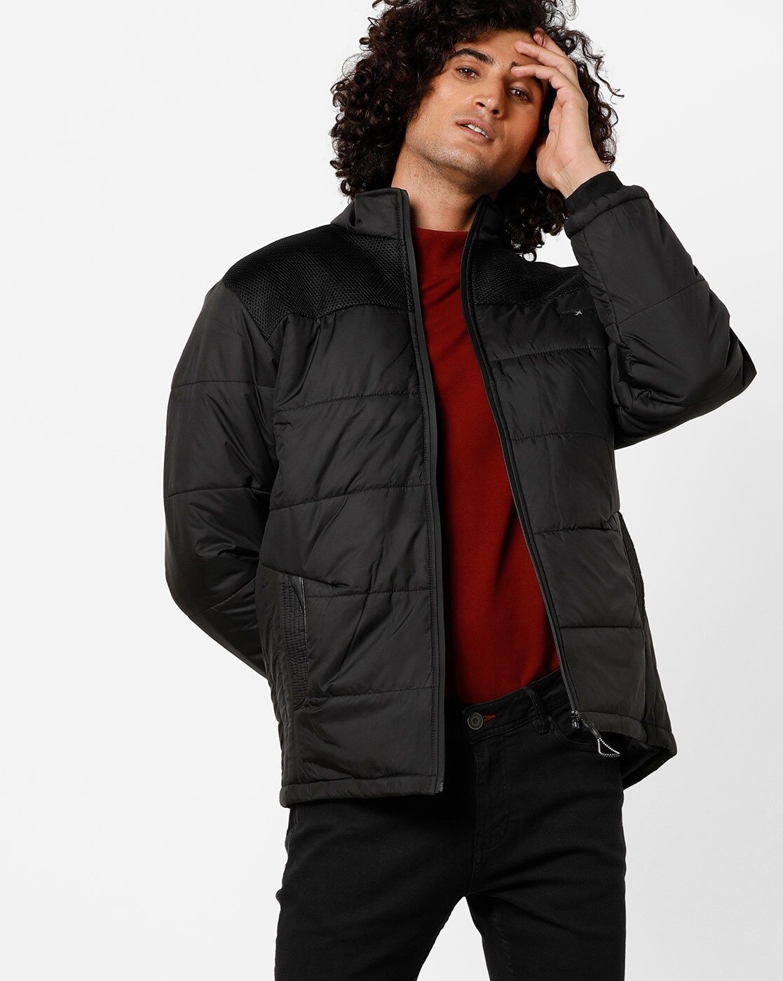 FORT COLLINS Panelled Bomber Jacket with Insert Pockets-14722-AJ - Discount Store