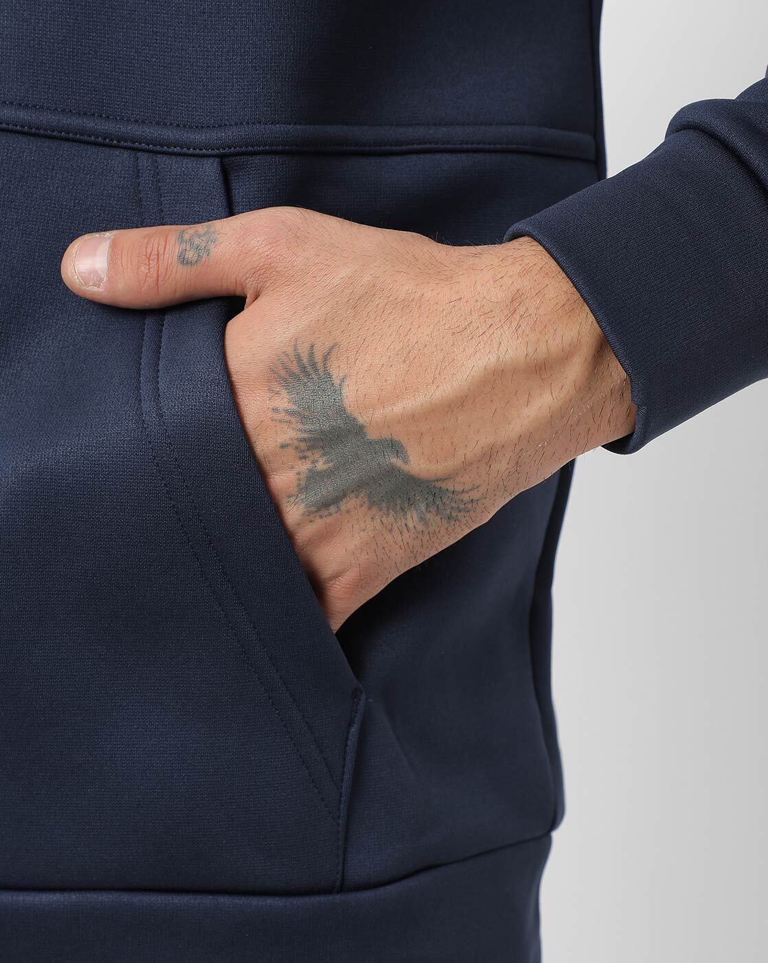 Front-Zip Hoodie with Split Kangaroo Pocket-Cu6232-451