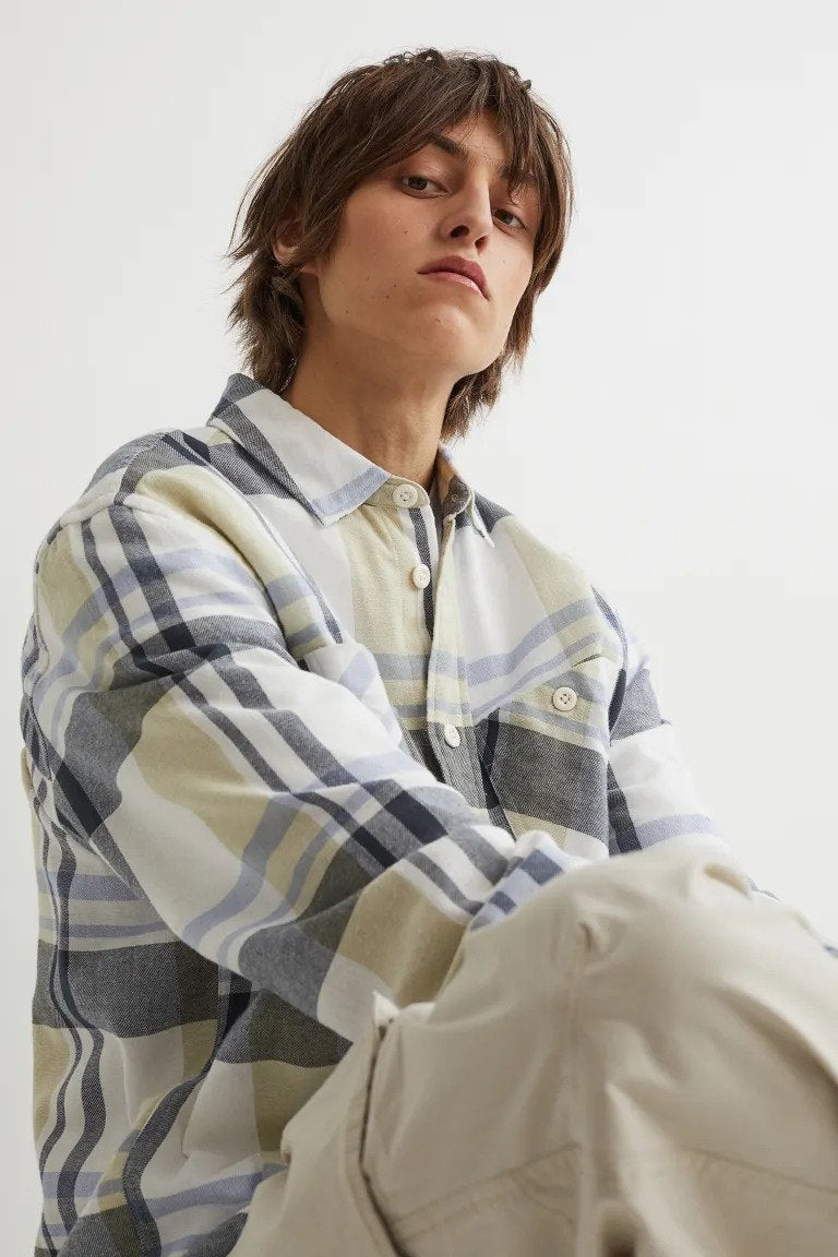 Relaxed Fit Checked shirt-Yellow/Blue-1041072001