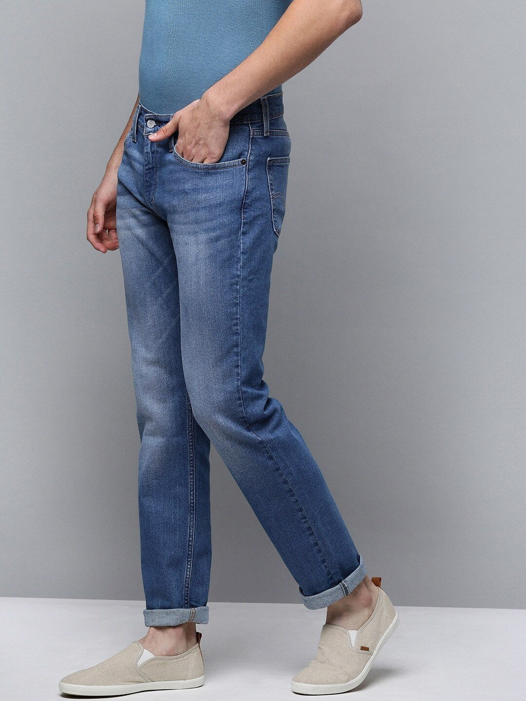 Men Blue 511 Slim Fit Light Fade Mid Rise Stretchable Jeans-18298-1151