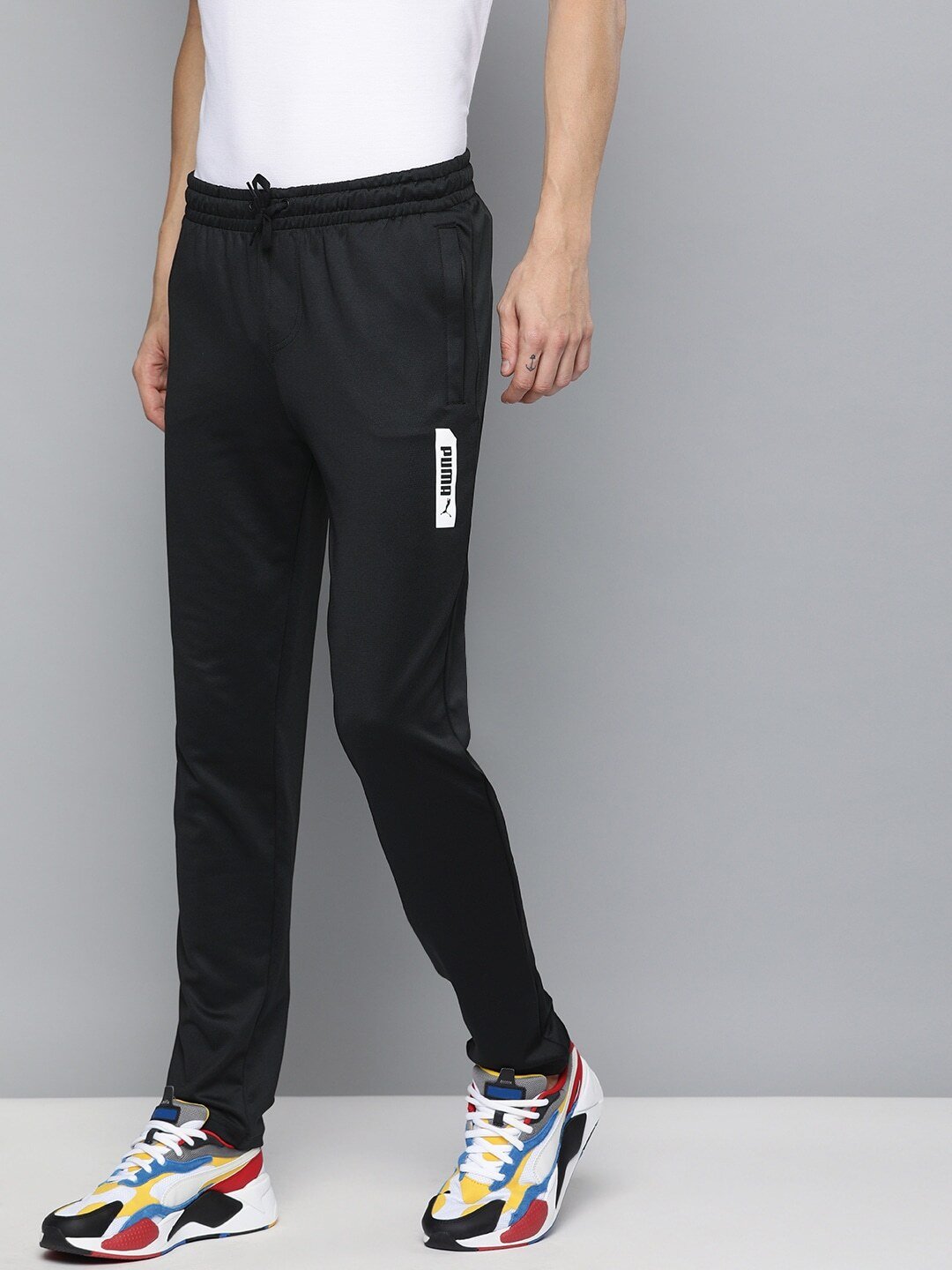 Men Black Solid Elevated Slim Fit Track Pants-58313501
