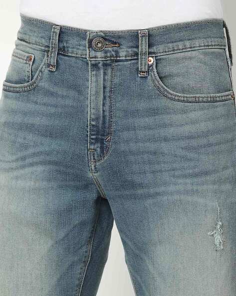 Washed Distressed Slim Fit Jeans-44741-0190
