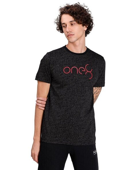 Printed Crew-Neck T-Shirt with Branding-584776 01