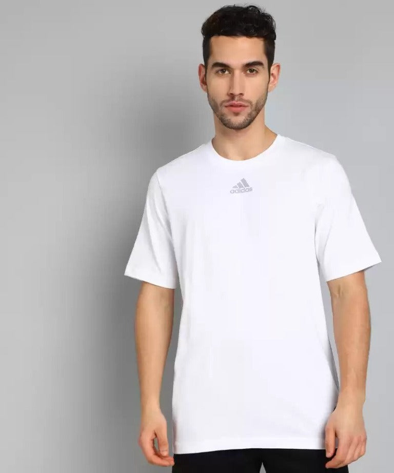 Solid Men Round Neck White T-Shirt-Gq2227