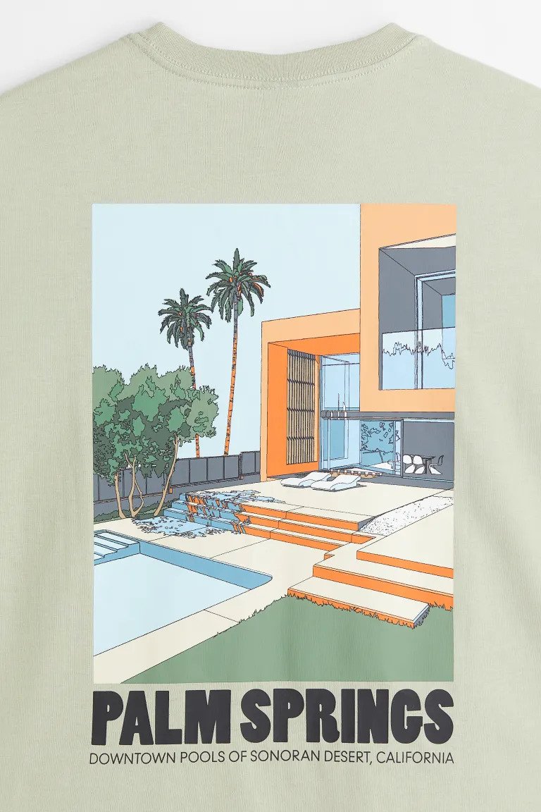 Relaxed Fit Cotton T-shirt -Pistachio green/Palm Springs-1034650005