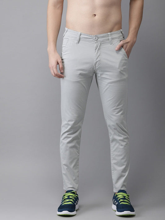 Men Grey Slim Fit Chinos-9089099