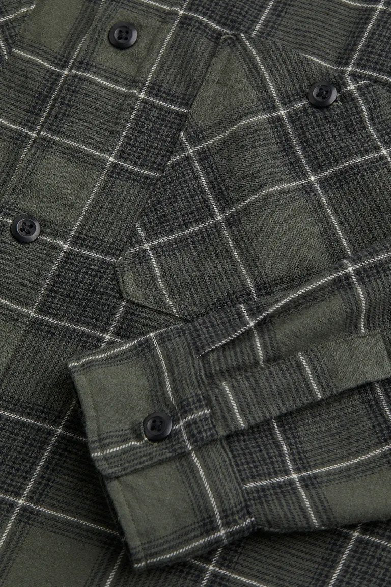 Relaxed Fit Checked shirt-Dark green/Black-1041072002
