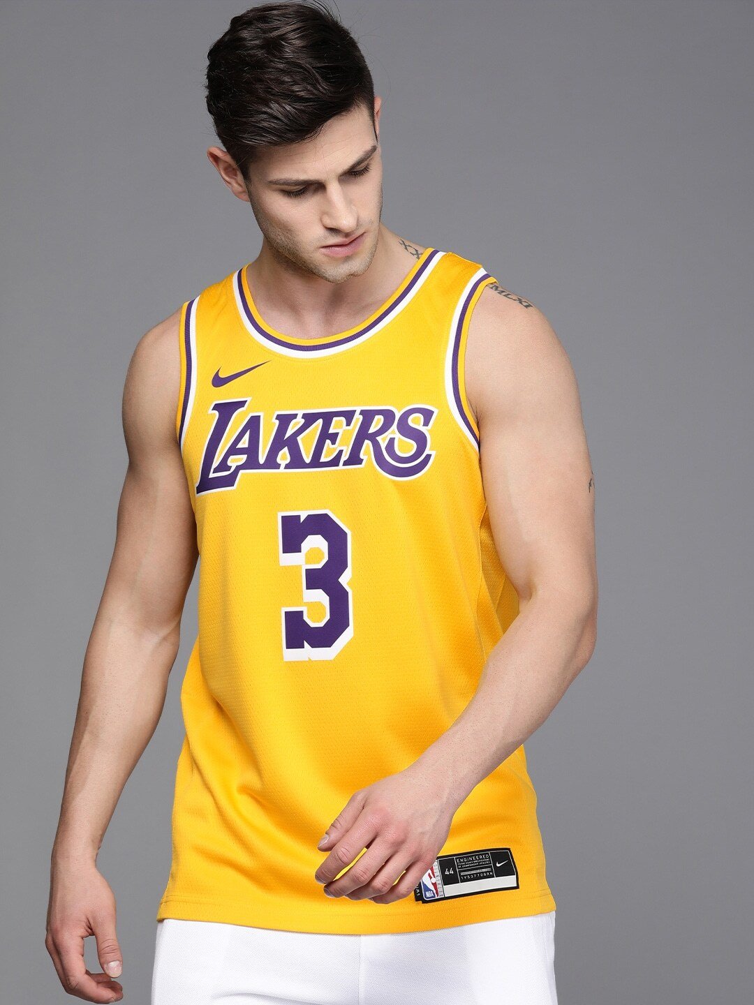 Men Yellow Anthony Davis Los Angeles Lakers ICON Dri-FIT SWGMN 20 Basketball T-shirt-Cw3669-728