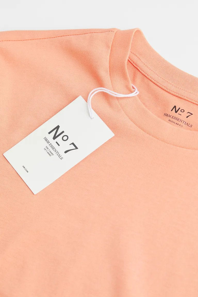 Regular Fit Round-neck T-shirt-Peach pink-0685816135