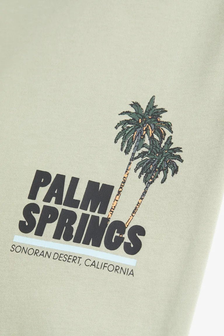 Relaxed Fit Cotton T-shirt -Pistachio green/Palm Springs-1034650005