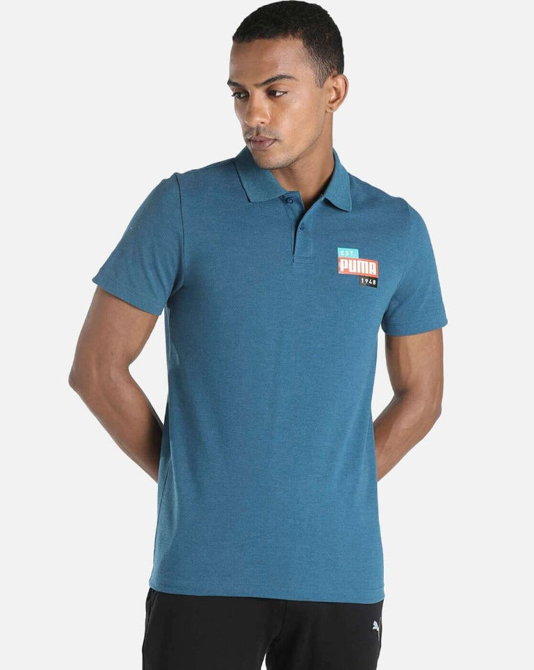 Brand Print Slim Fit Polo T-shirt-670268 65