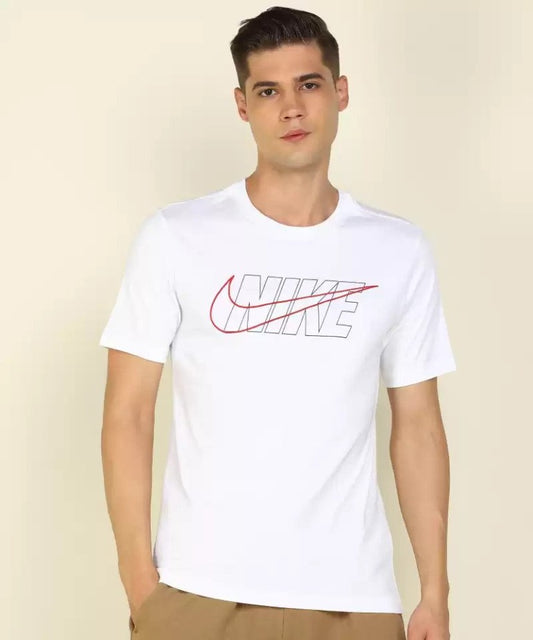 Printed Men Round Neck White T-Shirt-Dj4076-100