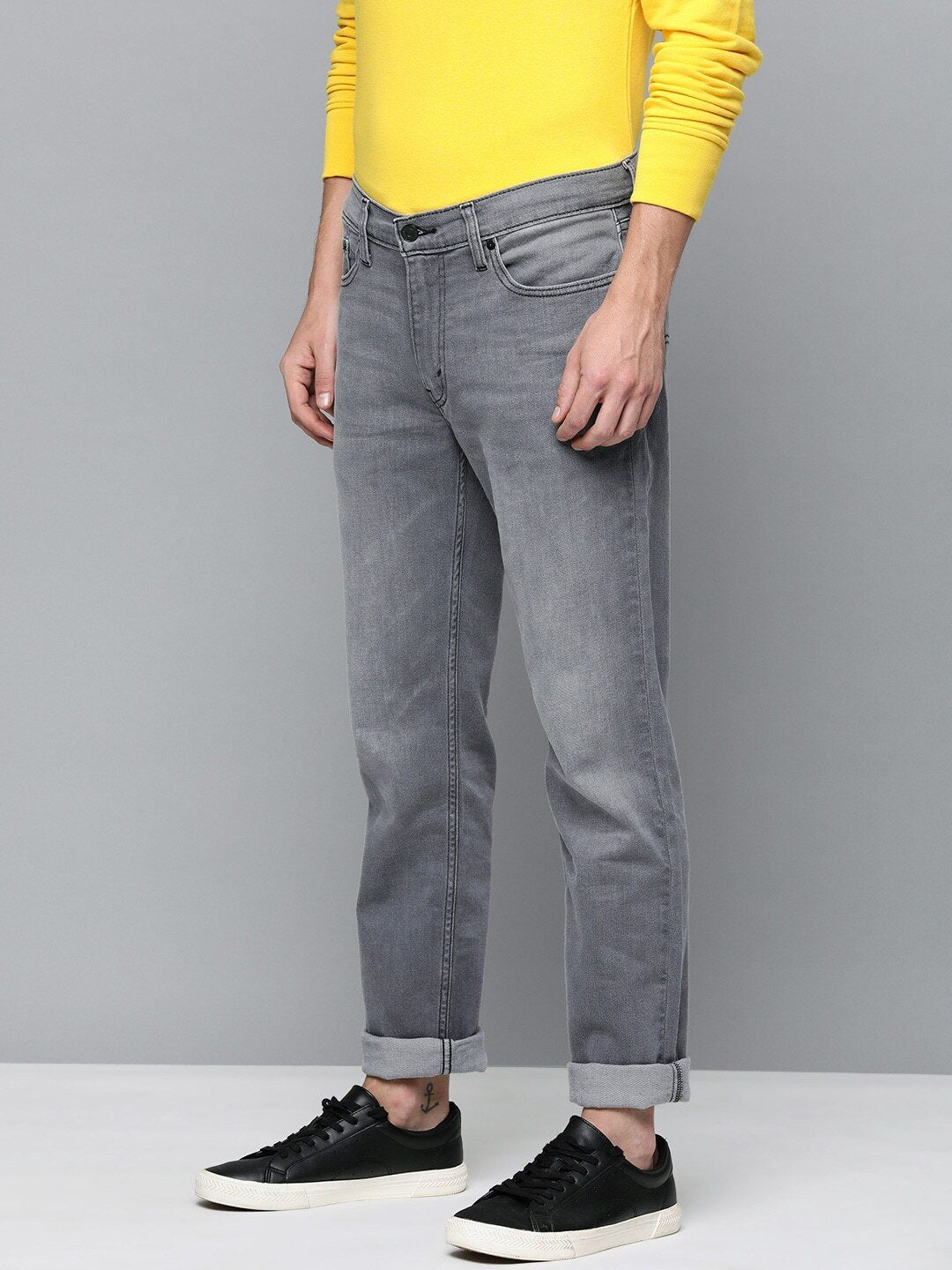 Men Grey Slim Fit Light Fade Stretchable Jeans-18298-1157