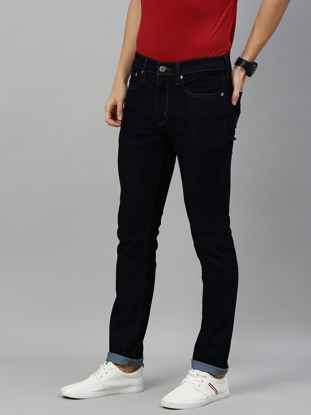 Men Blue 288 Skinny Fit Mid-Rise Clean Look Stretchable Jeans-13925-0004