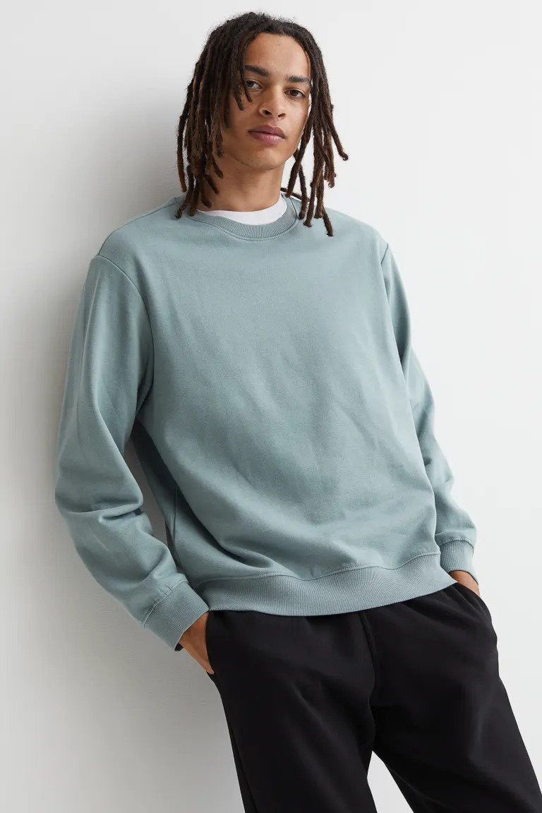 Relaxed Fit Sweatshirt-Turquoise-0970818010