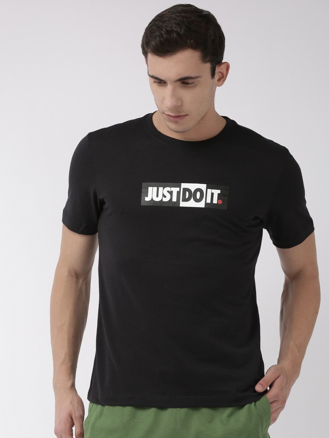Men Black Printed Round Neck NSW JDI BUMPER T-shirt - Discount Store