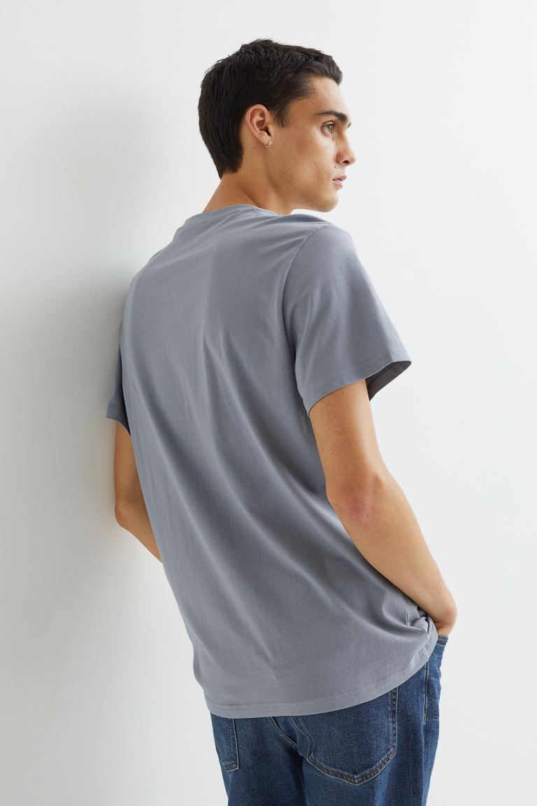 Regular Fit Round-neck T-shirt-Grey-0685816120