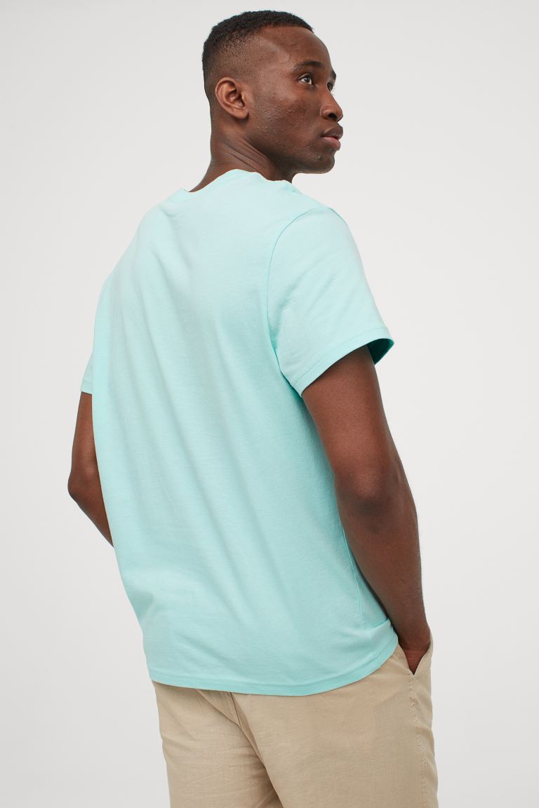 Cotton T-shirt-Turquoise-1005934001