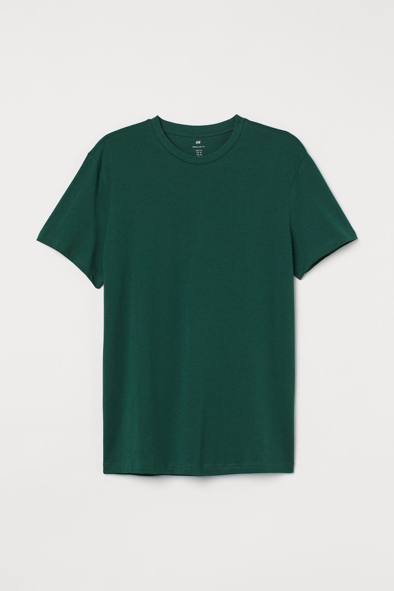 Round-neck T-shirt Regular Fit-Dark green-0685816102