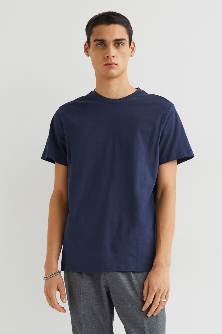 Regular Fit Round-neck T-shirt-Dark blue--0685816078