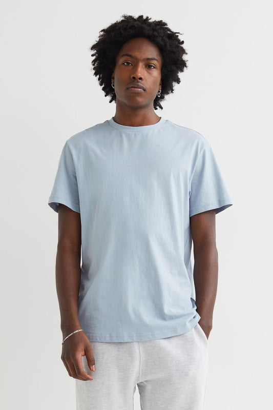 Regular Fit Round-neck T-shirt-Light blue-0685816133