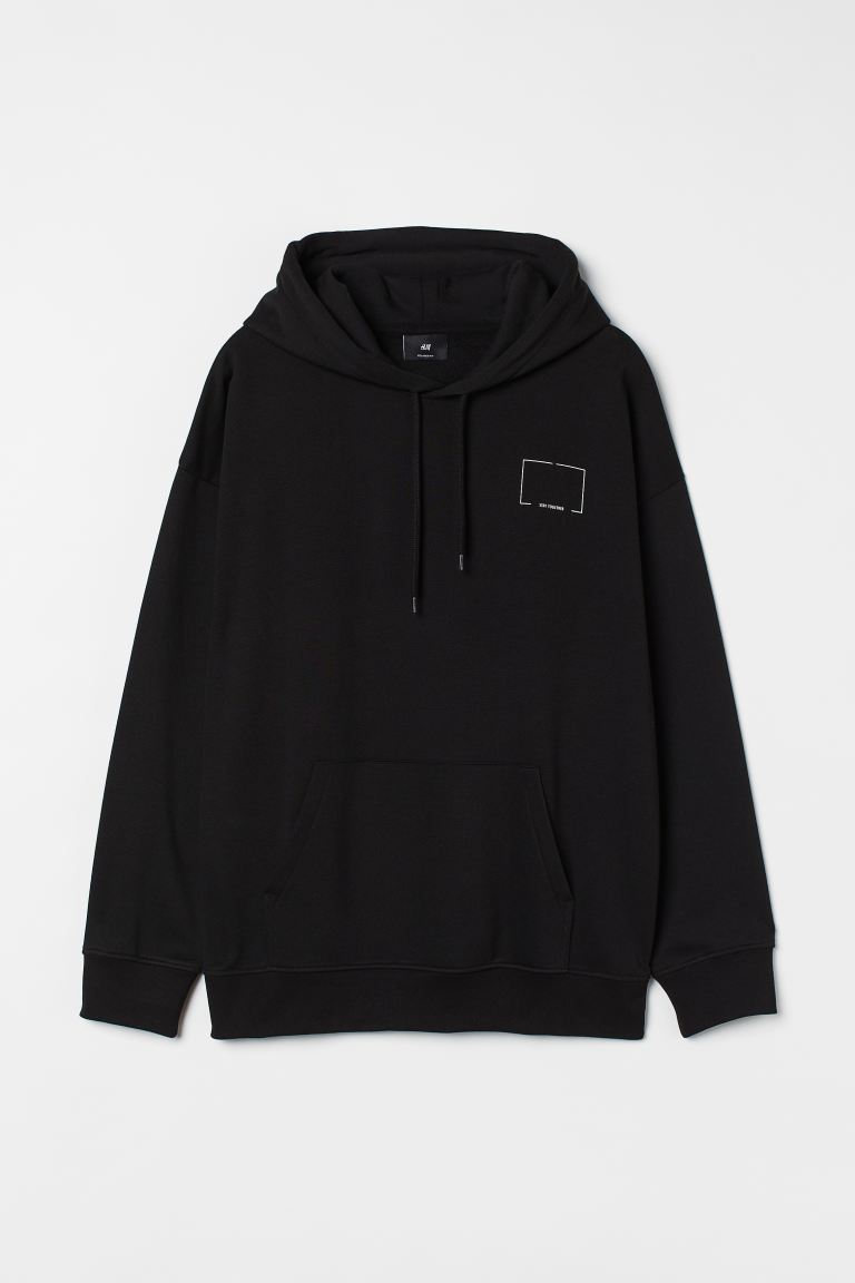 Relaxed Fit Printed hoodie-(Black/Stay Together)1010376001