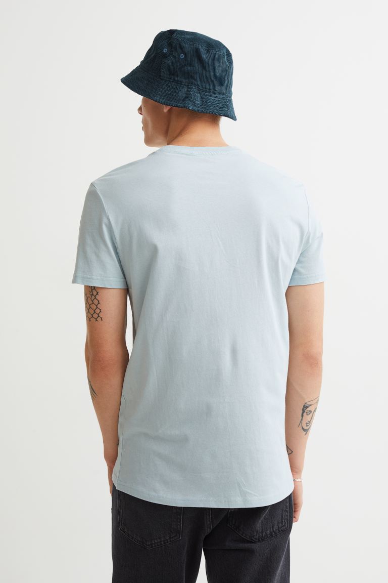 Round-neck T-shirt Regular Fit-Light blue-0685816098