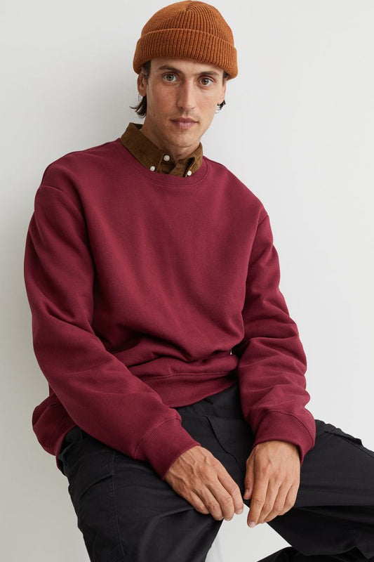 Relaxed Fit Sweatshirt-Burgundy-0970818014