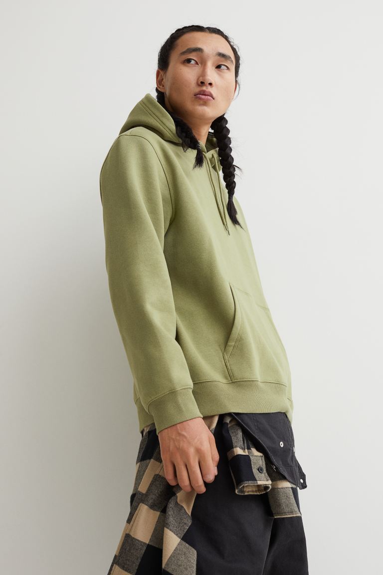 Relaxed Fit Hoodie-Khaki green-0970819013