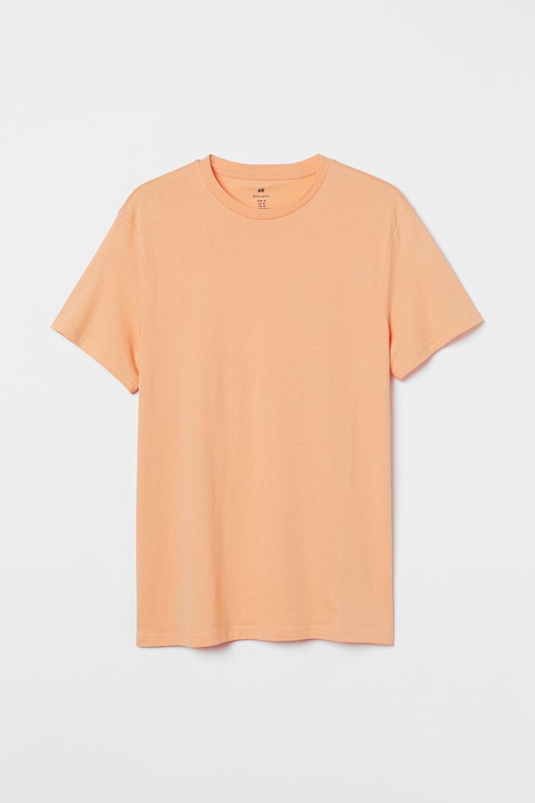 Round-neck T-shirt Regular Fit-Peach pink-0685816088