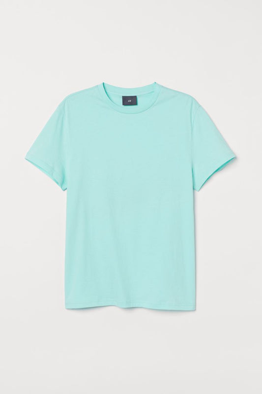 Cotton T-shirt-Turquoise-1005934001