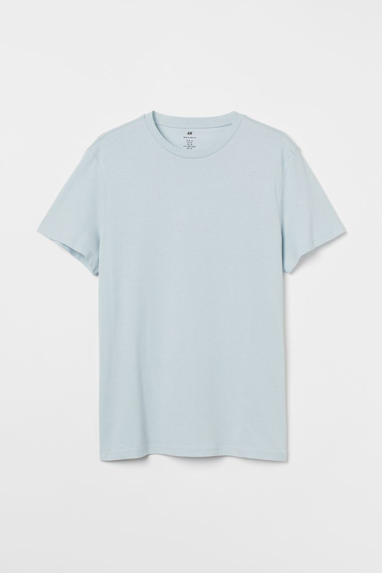 Round-neck T-shirt Regular Fit-Light blue-0685816098