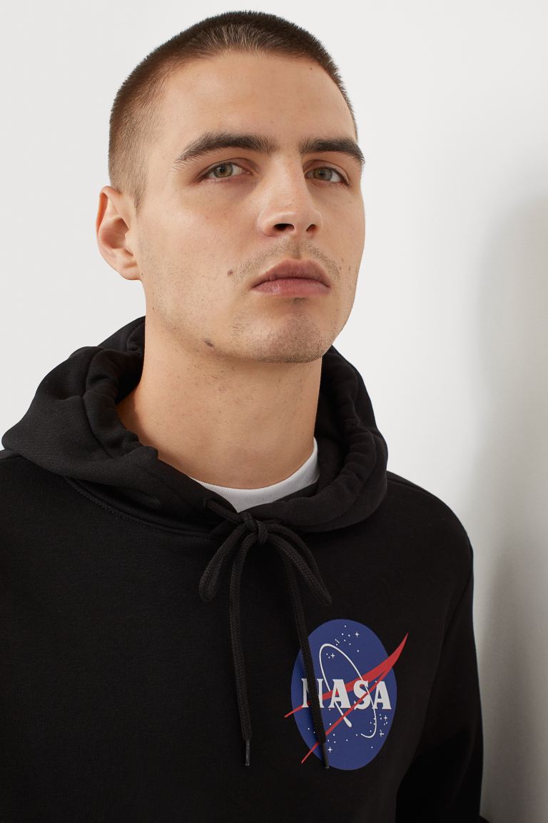 Printed hoodie-Black/NASA-0977523001
