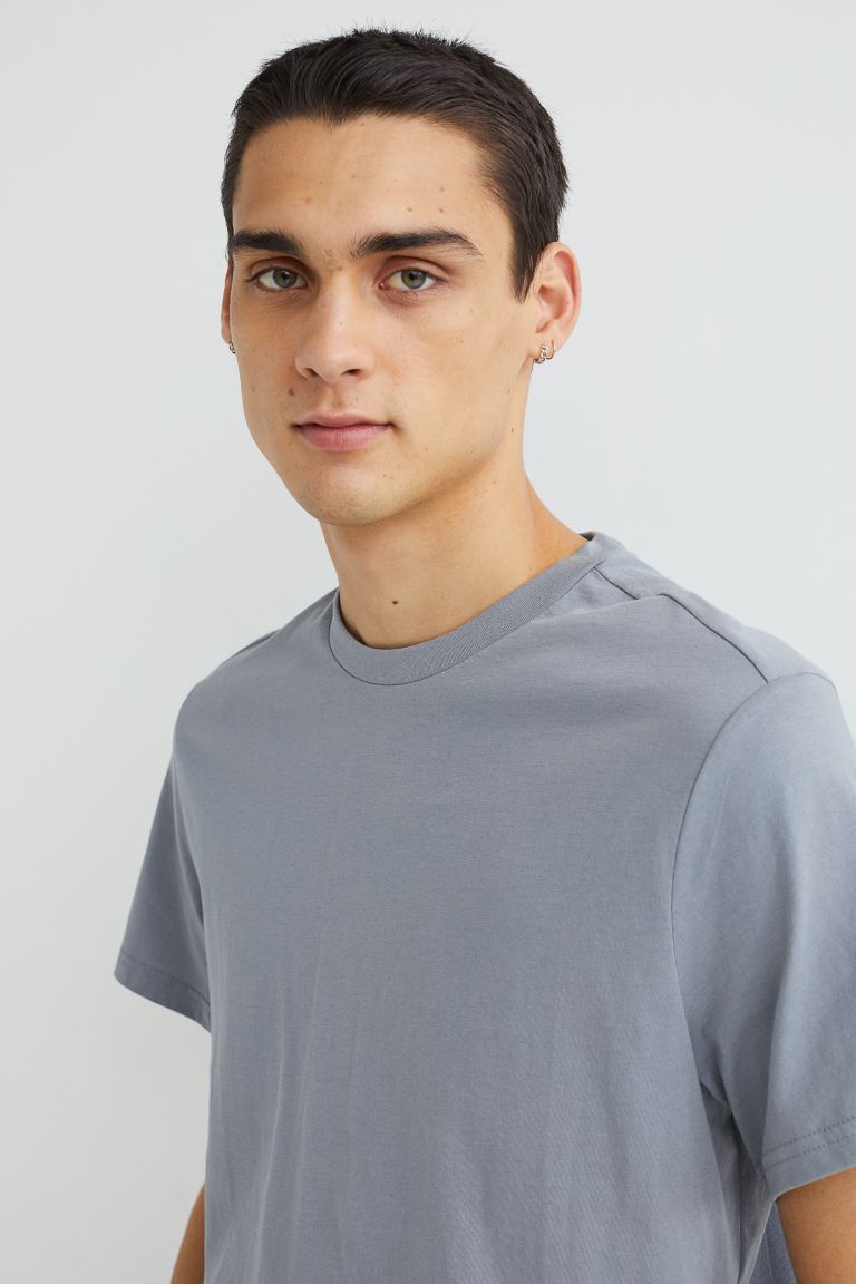 Regular Fit Round-neck T-shirt-Grey-0685816120