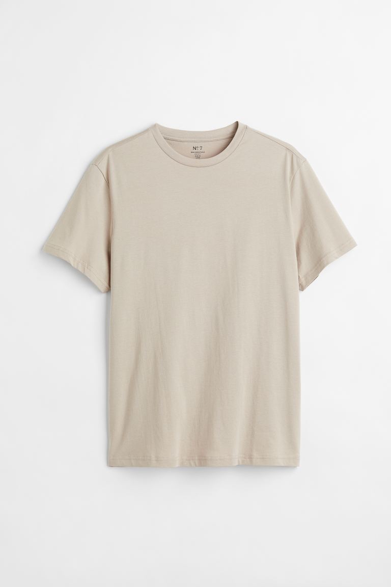 Regular Fit Round-neck T-shirt-(Light beige)0685816123