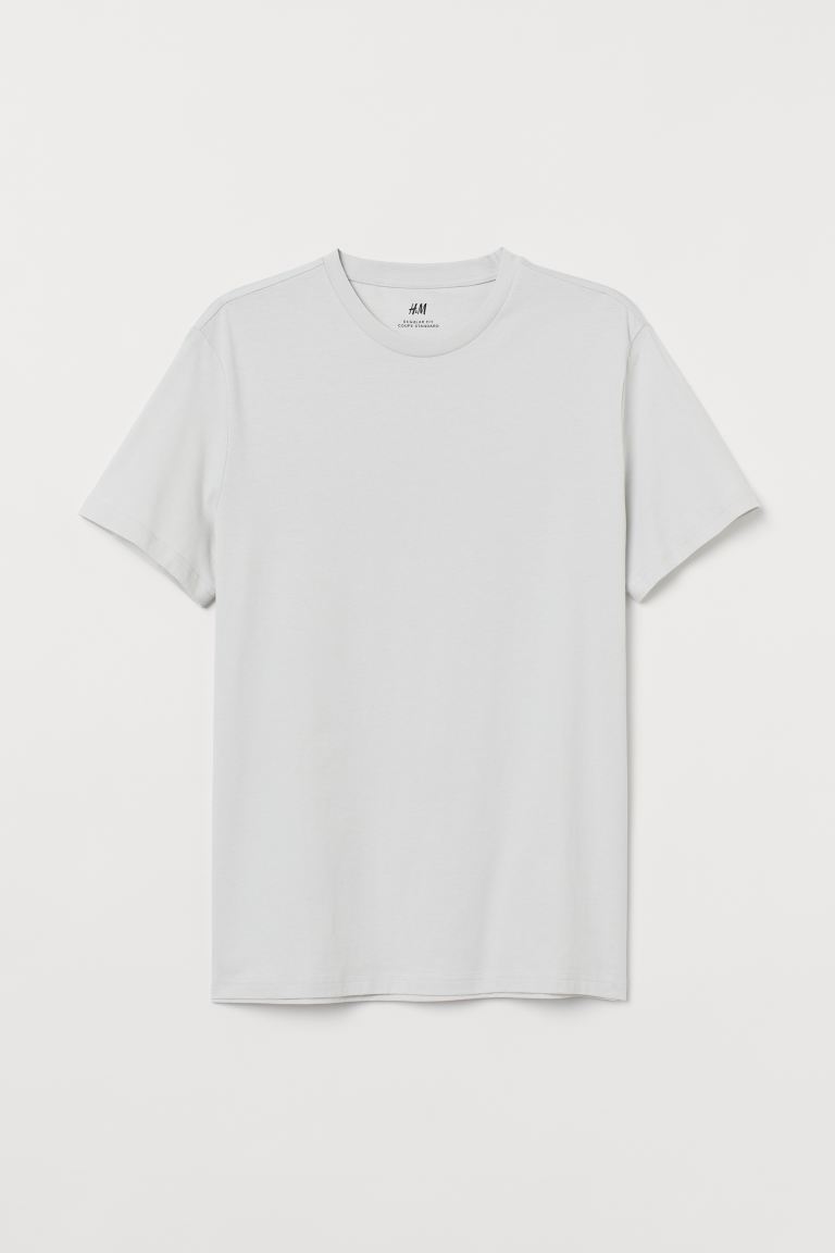 Regular Fit Round-neck T-shirt-Light grey-0685816089