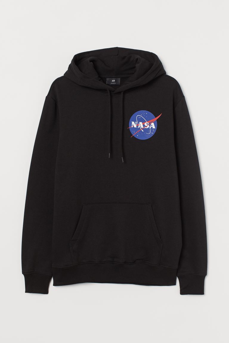 Printed hoodie-Black/NASA-0977523001