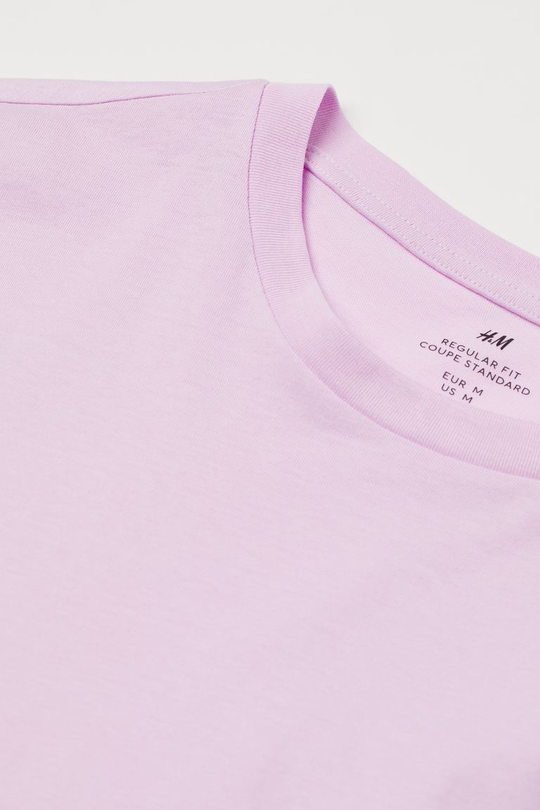 Round-neck T-shirt Regular Fit-Light pinky-purple-0685816101