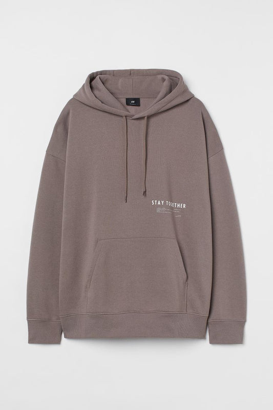 Relaxed Fit Printed hoodie-Dark beige/Stay Together-1010376002