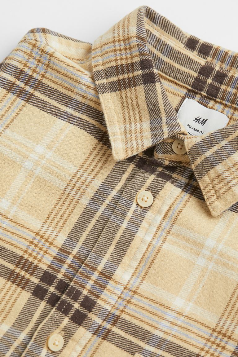 Relaxed Fit Checked flannel shirt-Light yellow/Black-1028728005