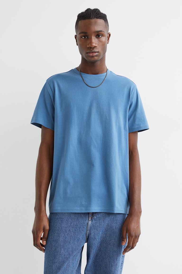 Regular Fit Round-neck T-shirt-Blue-0685816128