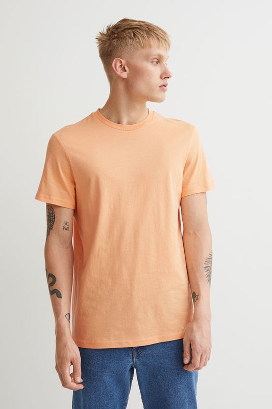 Round-neck T-shirt Regular Fit-Peach pink-0685816088