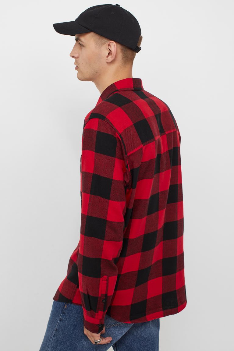 Regular Fit Flannel shirt-Red/Black-0964269001
