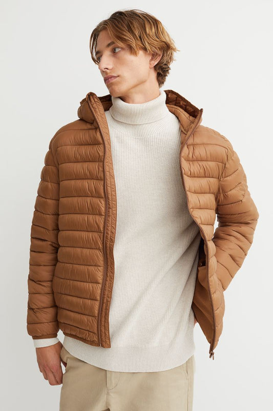 Lightweight puffer jacket-Light brown-0807005012