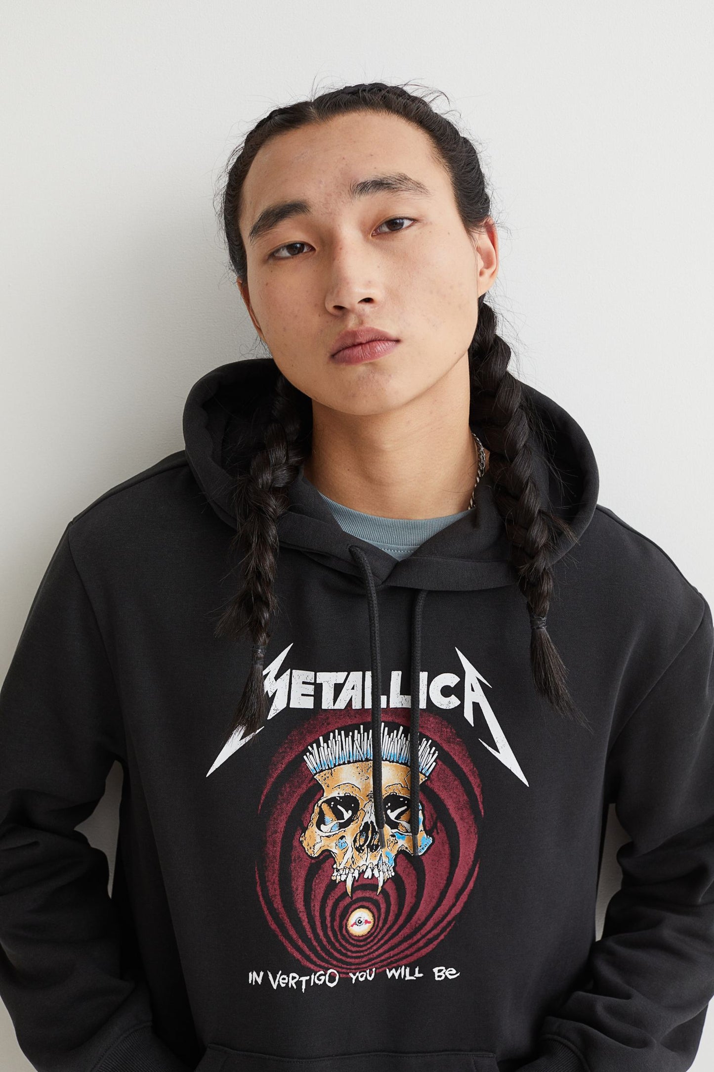 Printed hoodie-Black/Metallica-0946470005