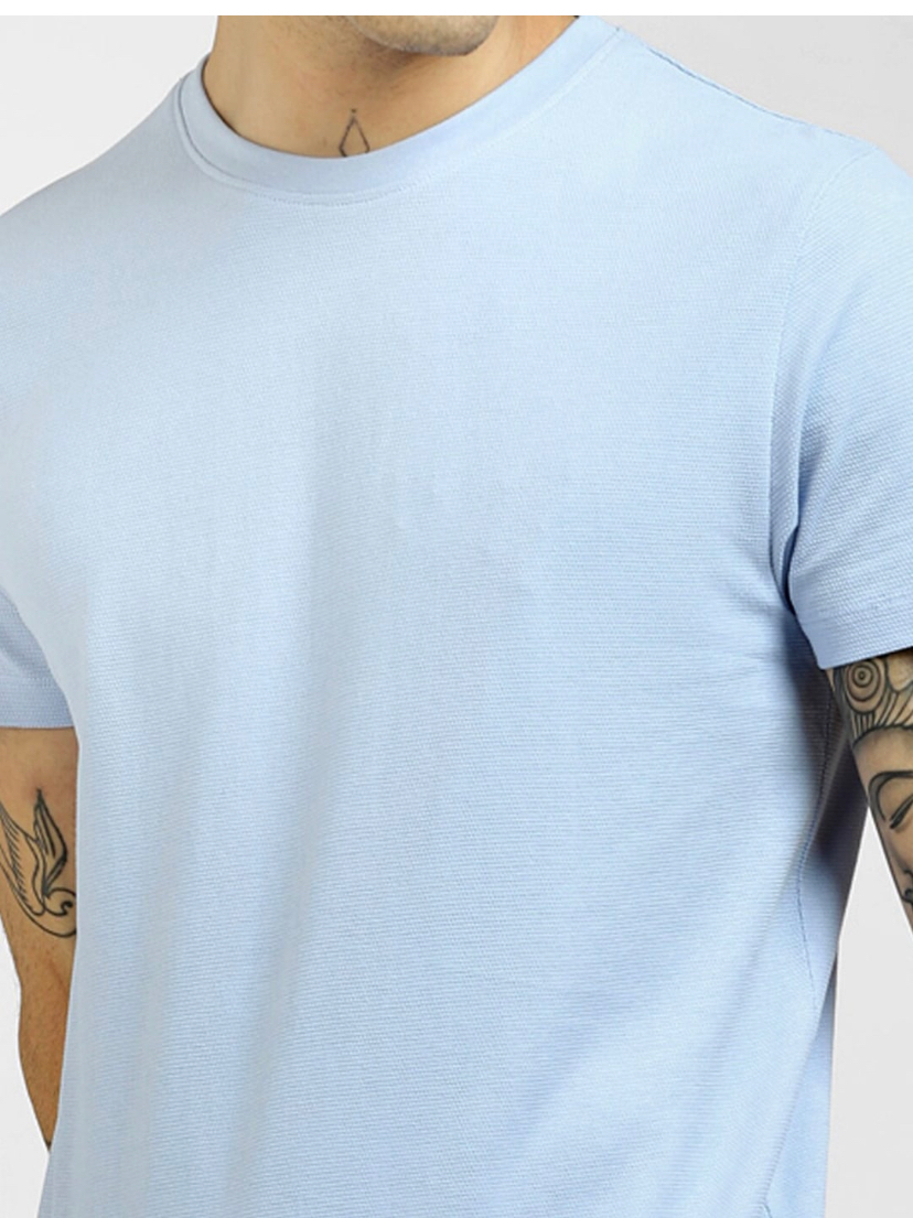 Men Blue Slim Fit T-shirt-2873832003