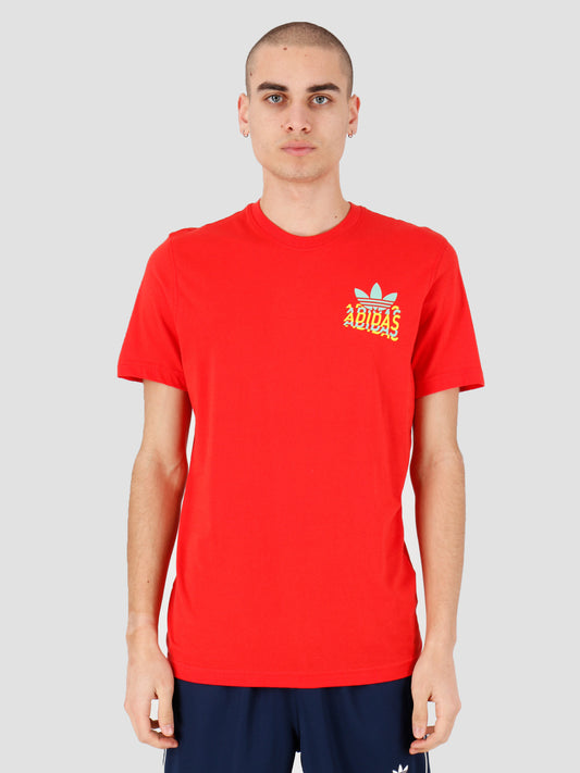 Embroidered Multi-Fade T-Shirt Lush Red