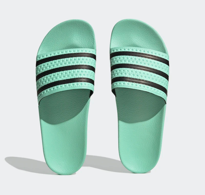 Sliders Adidas Adilette White Green Leftfoot Adidas Adilette 22