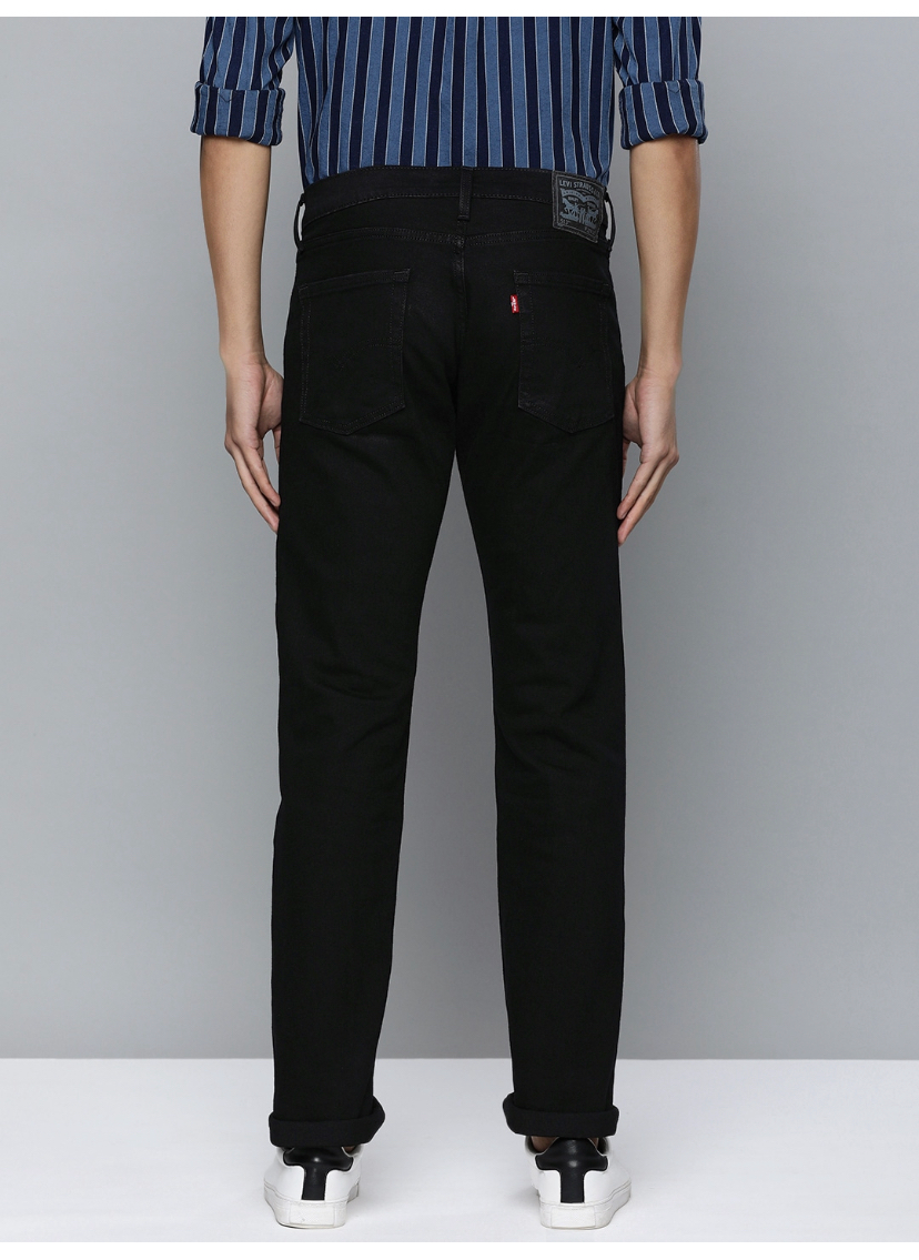 Men Black 513 Straight Fit Mid-Rise Stretchable Jeans-23677-0282