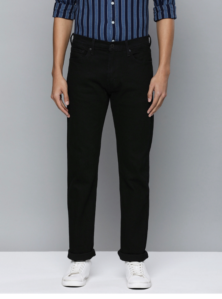 Men Black 513 Straight Fit Mid-Rise Stretchable Jeans-23677-0282